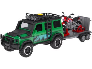 JOKOMISIADA Auto terenowe z przyczepą typu laweta + MOTOR Światło i dźwięk ZA5913