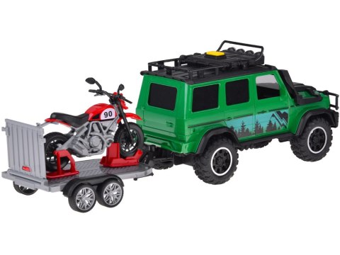 JOKOMISIADA Auto terenowe z przyczepą typu laweta + MOTOR Światło i dźwięk ZA5913