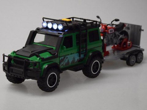 JOKOMISIADA Auto terenowe z przyczepą typu laweta + MOTOR Światło i dźwięk ZA5913