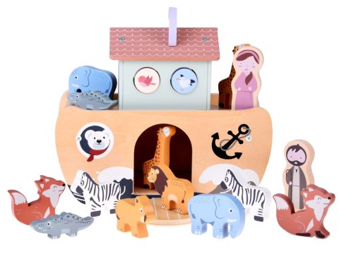 JOKOMISIADA Drewniana Arka Noego + figurki zwierząt Edukacyjna zabawka Sorter ZA5931