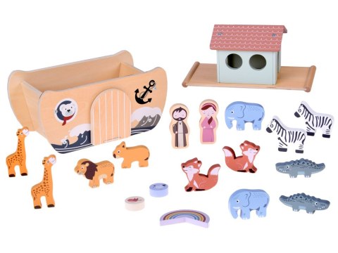 JOKOMISIADA Drewniana Arka Noego + figurki zwierząt Edukacyjna zabawka Sorter ZA5931