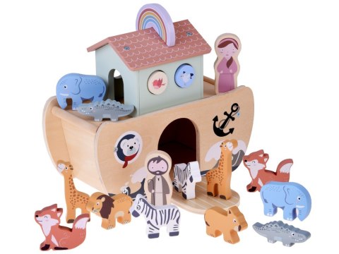 JOKOMISIADA Drewniana Arka Noego + figurki zwierząt Edukacyjna zabawka Sorter ZA5931