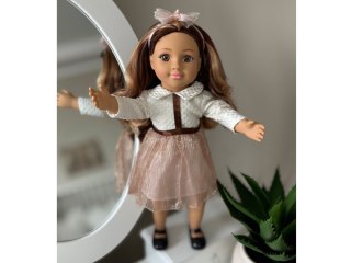 JOKOMISIADA Duża urocza lalka 48cm w sukience + wbudowana melodia i miękki tułów ZA5842