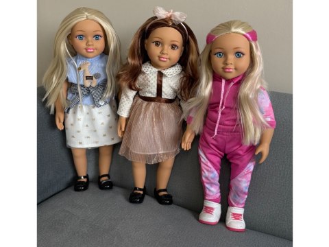 JOKOMISIADA Duża urocza lalka 48cm w sukience + wbudowana melodia i miękki tułów ZA5842