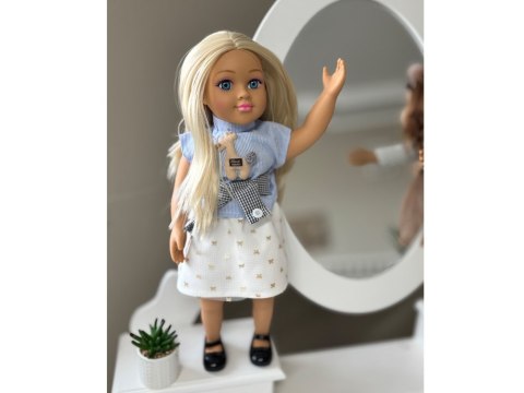 JOKOMISIADA Duża urocza lalka 48cm w sukience + wbudowana melodia i miękki tułów ZA5843