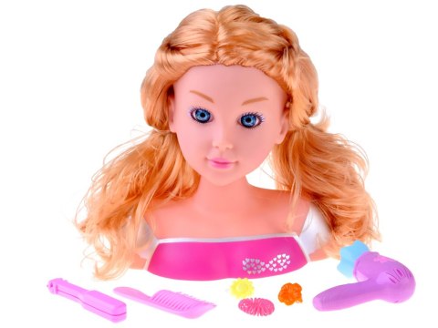 JOKOMISIADA Głowa do czesania 20 cm LALKA BLONDYNKA z akcesoriami fryzjerskimi ZA5837