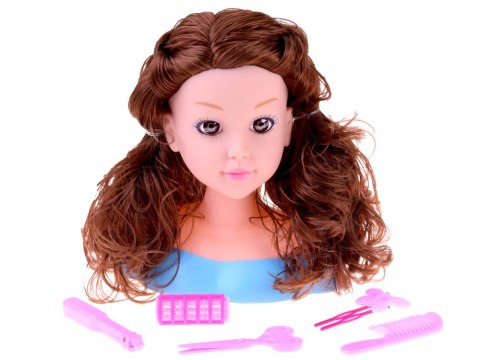 JOKOMISIADA Głowa do czesania 20 cm LALKA SZATYNKA z akcesoriami fryzjerskimi ZA5838