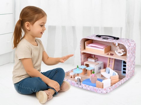 JOKOMISIADA KWIECISTY Domek dla lalek w zamykanej walizce + drewniane mebelki ZA5930