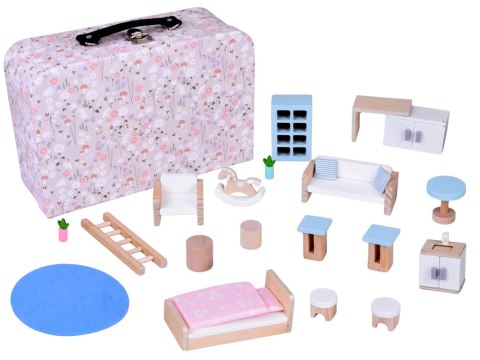 JOKOMISIADA KWIECISTY Domek dla lalek w zamykanej walizce + drewniane mebelki ZA5930