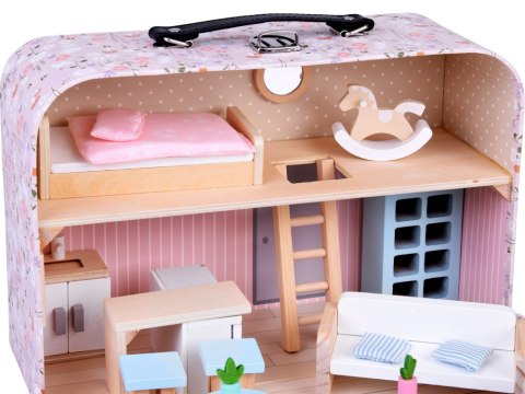 JOKOMISIADA KWIECISTY Domek dla lalek w zamykanej walizce + drewniane mebelki ZA5930
