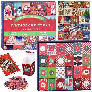 JOKOMISIADA Kalendarz adwentowy PUZZLE - 24 świąteczne układanki w stylu VINTAGE ZA5885