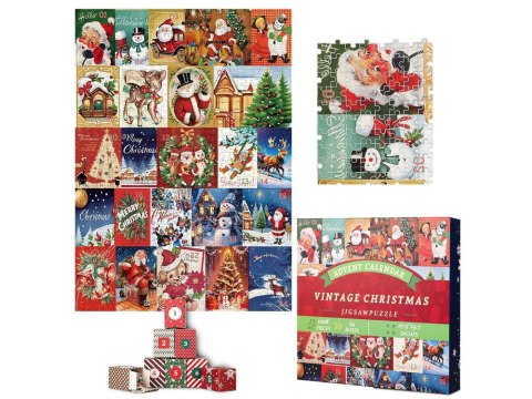 JOKOMISIADA Kalendarz adwentowy PUZZLE - 24 świąteczne układanki w stylu VINTAGE ZA5885
