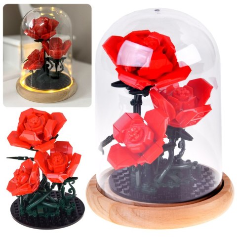 JOKOMISIADA Klocki konstrukcyjne Podświetlana RÓŻA pod kopułą - kwiaty 219-ele ZA5901