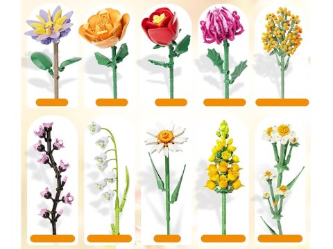 JOKOMISIADA Klocki techniczne kwiaty BUKIET KWIATÓW ceramiczny wazon 1070 ele ZA5865