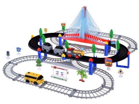 JOKOMISIADA Kolejka Elektryczna 2w1 Lokomotywa z Wagonami + Tor i Autobus ZA5886