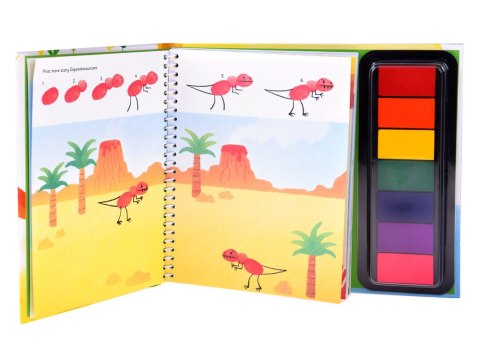 JOKOMISIADA Kreatywna książeczka do malowania palcami DINOZAURY 64str 7 kolorów AP0048