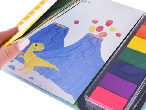 JOKOMISIADA Kreatywna książeczka do malowania palcami DINOZAURY 64str 7 kolorów AP0048