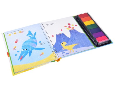 JOKOMISIADA Kreatywna książeczka do malowania palcami DINOZAURY 64str 7 kolorów AP0048