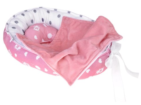 JOKOMISIADA Lalka Bobas z Łóżeczkiem w Różowym Ubranku Niemowlak ZA5855