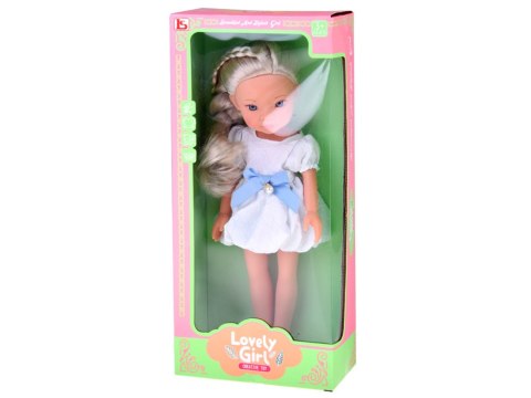 JOKOMISIADA Lovely Girl Lalka z blond warkoczem w białej sukience 33cm ZA5850