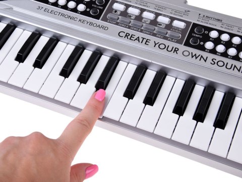 JOKOMISIADA Organy mini KEYBOARD 37-klawiszy + mikrofon SREBRNY IN0183