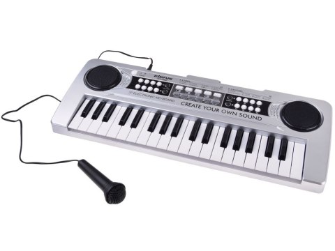 JOKOMISIADA Organy mini KEYBOARD 37-klawiszy + mikrofon SREBRNY IN0183