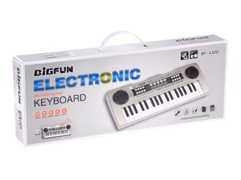 JOKOMISIADA Organy mini KEYBOARD 37-klawiszy + mikrofon SREBRNY IN0183