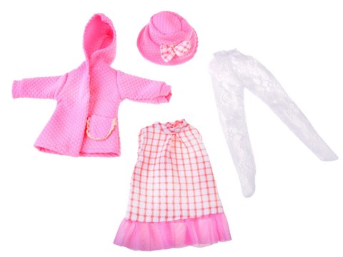 JOKOMISIADA Różowy zestaw ubranek dla lalki 36-40 cm Sukienka Płaszczyk Kapelusz ZA5839