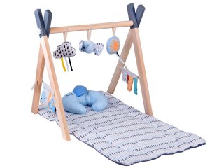 JOKOMISIADA Stojak Drewniany Mata Edukacyjna Gimnastyczna Baby Gym dla Niemowląt ZA5882