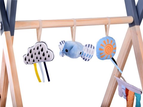 JOKOMISIADA Stojak Drewniany Mata Edukacyjna Gimnastyczna Baby Gym dla Niemowląt ZA5882