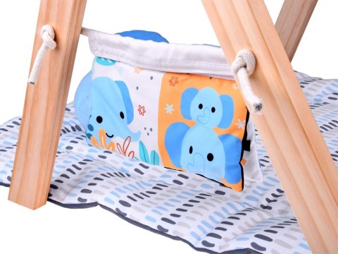 JOKOMISIADA Stojak Drewniany Mata Edukacyjna Gimnastyczna Baby Gym dla Niemowląt ZA5882