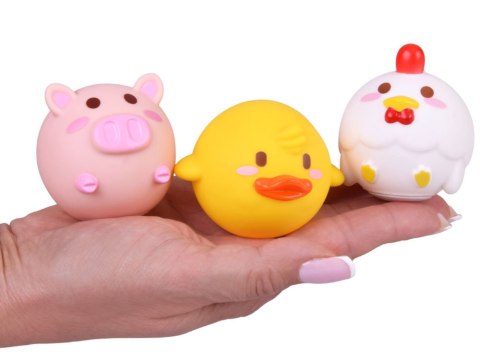 JOKOMISIADA Zabawki do kąpieli ŁOWIENIE 3 gumowe zwierzątka bez dziurki + sitko ZA5924