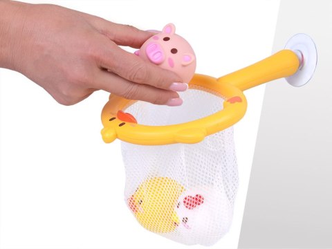 JOKOMISIADA Zabawki do kąpieli ŁOWIENIE 3 gumowe zwierzątka bez dziurki + sitko ZA5924