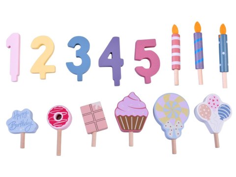 JOKOMISIADA Cukierkowy Drewniany Tort Urodzinowy do Krojenia Świeczki dekoracja ZA5936