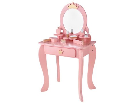 JOKOMISIADA Drewniana Królewska Toaletka z lustrem + krzesełko + akcesoria ZA5934