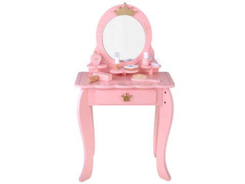 JOKOMISIADA Drewniana Królewska Toaletka z lustrem + krzesełko + akcesoria ZA5934