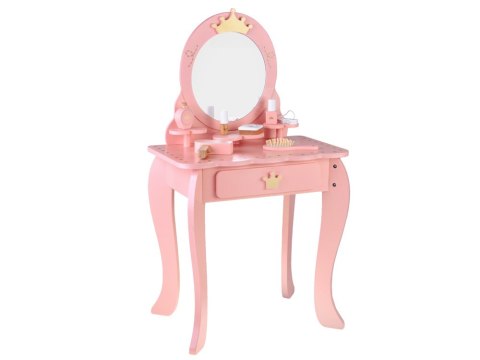 JOKOMISIADA Drewniana Królewska Toaletka z lustrem + krzesełko + akcesoria ZA5934