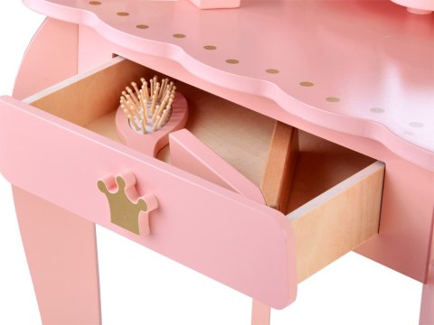 JOKOMISIADA Drewniana Królewska Toaletka z lustrem + krzesełko + akcesoria ZA5934