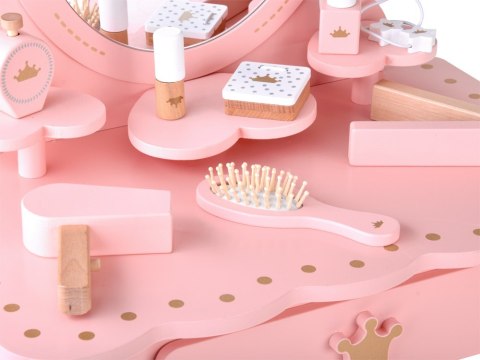 JOKOMISIADA Drewniana Królewska Toaletka z lustrem + krzesełko + akcesoria ZA5934