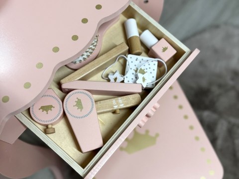 JOKOMISIADA Drewniana Królewska Toaletka z lustrem + krzesełko + akcesoria ZA5934