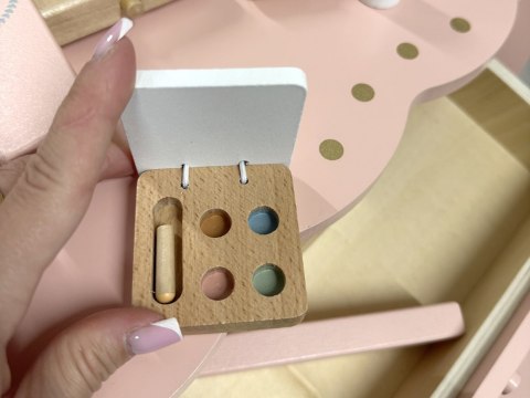 JOKOMISIADA Drewniana Królewska Toaletka z lustrem + krzesełko + akcesoria ZA5934