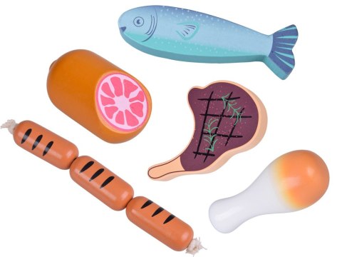 JOKOMISIADA Drewniana SKRZYNKA Z WĘDLINAMI - zestaw zabawkowych mięs dla dzieci ZA5942