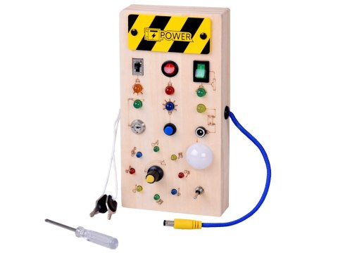 JOKOMISIADA Drewniana TABLICA manipulacyjna Montessori - elektryczne diody LED ZA5944