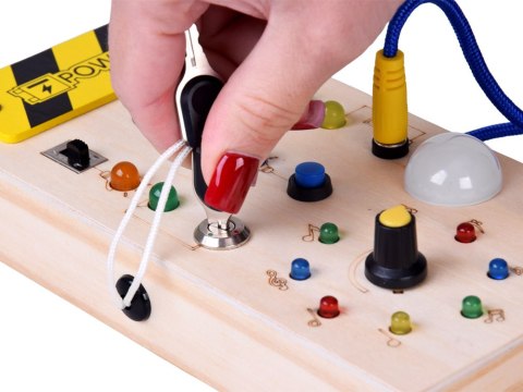 JOKOMISIADA Drewniana TABLICA manipulacyjna Montessori - elektryczne diody LED ZA5944