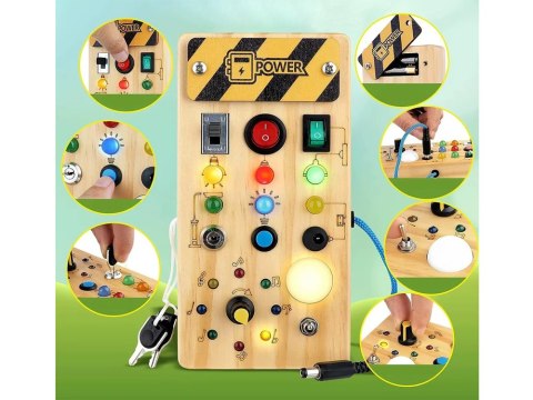 JOKOMISIADA Drewniana TABLICA manipulacyjna Montessori - elektryczne diody LED ZA5944