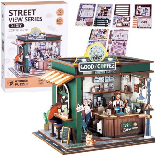 JOKOMISIADA Drewniane PUZZLE 3D Seria budynek Kawiarnia 120 ele oświetlenie ZA6012
