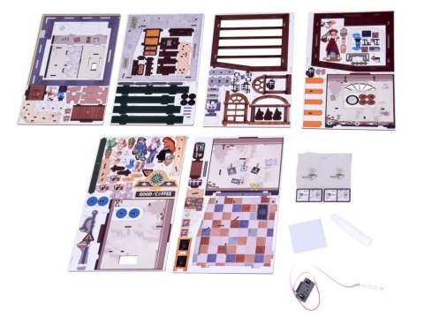 JOKOMISIADA Drewniane PUZZLE 3D Seria budynek Kawiarnia 120 ele oświetlenie ZA6012