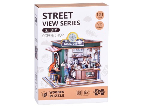 JOKOMISIADA Drewniane PUZZLE 3D Seria budynek Kawiarnia 120 ele oświetlenie ZA6012