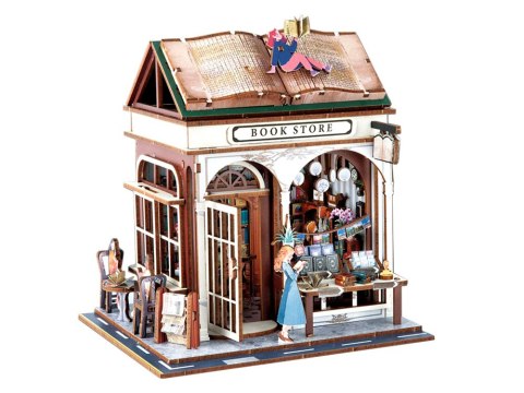 JOKOMISIADA Drewniane PUZZLE 3D Seria budynek Księgarnia 148 ele oświetlenie ZA6014