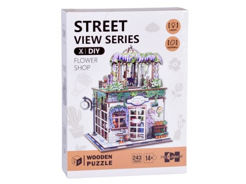 JOKOMISIADA Drewniane PUZZLE 3D Seria budynek Kwiaciarnia 243 ele oświetlenie ZA6015